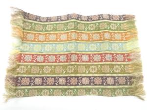 龍村美術織物製　唐花雙鳥長斑錦織出し卓布